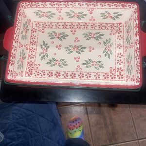 Temptations Peppermint Holy 4 Qt Baking Casserole Dish 13”x9” With Lid 4-pieces